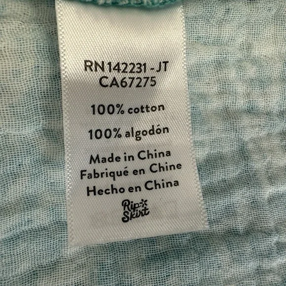 Rip Skirt Hawaii Travel Long Midi Dress Size XL Al Mare Cotton Gauze Roll Sleeve - Picture 9 of 10